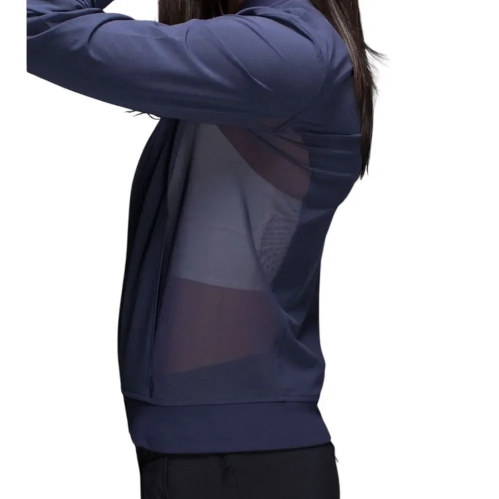 Lululemon Noir Jacket Full Zip Mock Neck Sheer Side Panels Cadet Blue Womens 4
